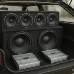 golzinho quadrado porta malas aberto com som