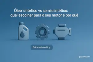 icones de oleo, engrenagem e peça do motor, texto oleo sintético vs semissintético